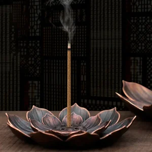 New 1PC Alloy Incense Burner Stick Holder Plate Buddhism Lotus Censer Bronze Nasturtium
